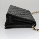 CHANEL Chain Matelasse Shoulder Bag Lamb Skin Gold Black CC Auth bs21032-3