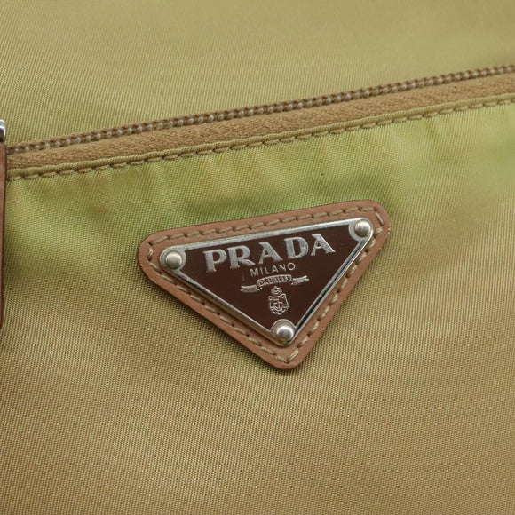PRADA Hand Bag Nylon Beige Auth bs21036
