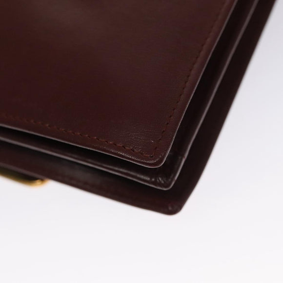 CARTIER Shoulder Bag Leather Red Auth bs21040