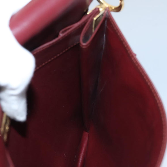 CARTIER Shoulder Bag Leather Red Auth bs21040