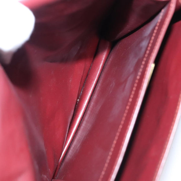 CARTIER Shoulder Bag Leather Red Auth bs21040