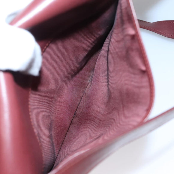 CARTIER Shoulder Bag Leather Red Auth bs21040