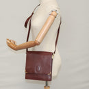 CARTIER Shoulder Bag Leather Red Auth bs21040-23