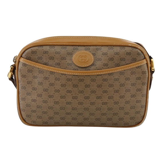 GUCCI Micro GG Supreme Shoulder Bag PVC Beige Gold 007 904 0095 Auth bs21045