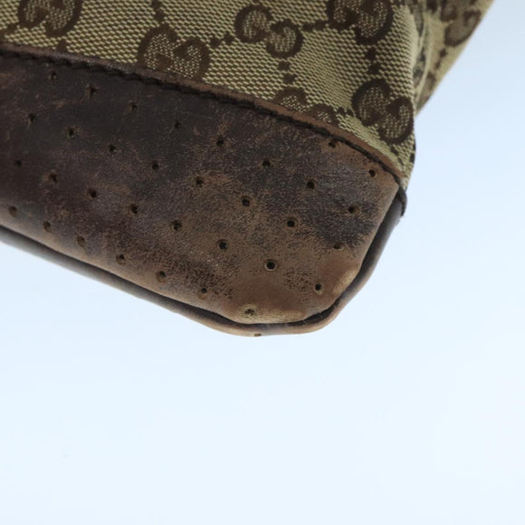 GUCCI GG Canvas Shoulder Bag Beige Silver 145857 Auth bs21051