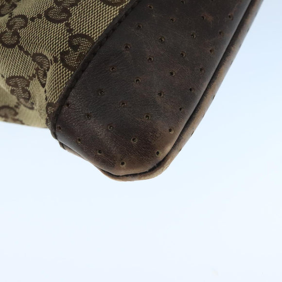 GUCCI GG Canvas Shoulder Bag Beige Silver 145857 Auth bs21051