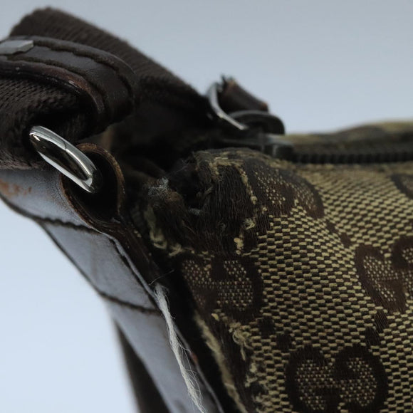 GUCCI GG Canvas Shoulder Bag Beige Silver 145857 Auth bs21051