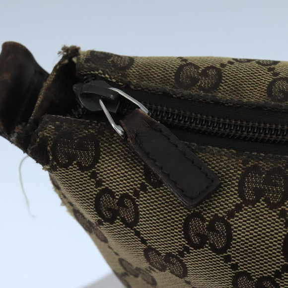 GUCCI GG Canvas Shoulder Bag Beige Silver 145857 Auth bs21051