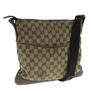 GUCCI GG Canvas Shoulder Bag Beige Silver 145857 Auth bs21051-1