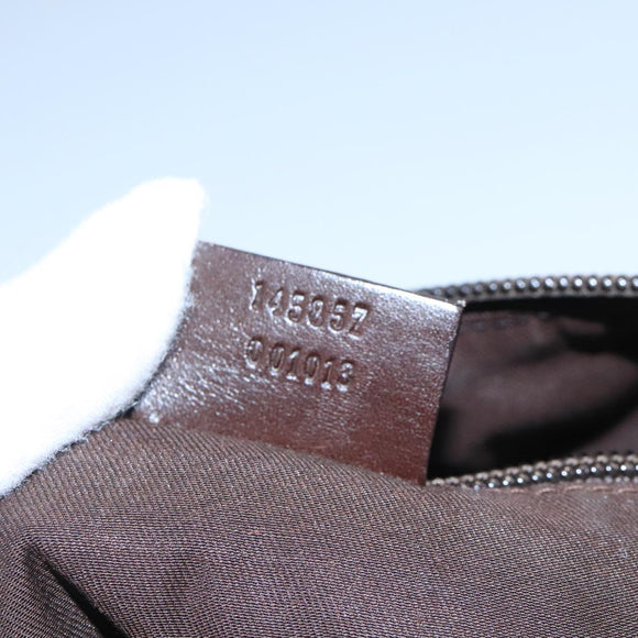 GUCCI GG Canvas Shoulder Bag Beige Silver 145857 Auth bs21051