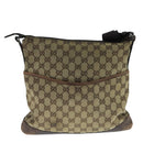 GUCCI GG Canvas Shoulder Bag Beige Silver 145857 Auth bs21051-13