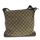 GUCCI GG Canvas Shoulder Bag Beige Silver 145857 Auth bs21051-2