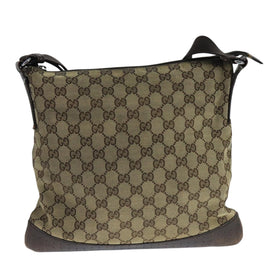 GUCCI GG Canvas Shoulder Bag Beige Silver 145857 Auth bs21051 - 0