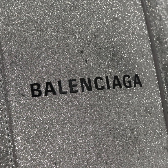 BALENCIAGA Everyday XXS Hand Bag Leather 2way Silver Auth bs21056