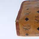 MCM Vicetos Logogram Clutch Bag PVC Leather Brown Gold Auth bs21066-10