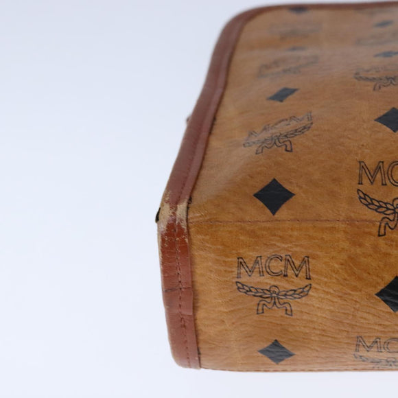 MCM Vicetos Logogram Clutch Bag PVC Leather Brown Gold Auth bs21066