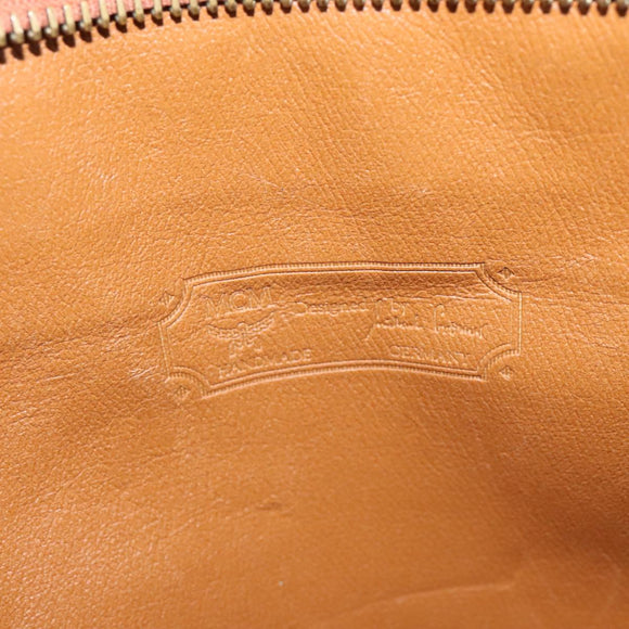 MCM Vicetos Logogram Clutch Bag PVC Leather Brown Gold Auth bs21066