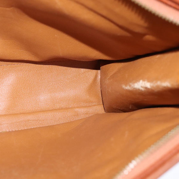 MCM Vicetos Logogram Clutch Bag PVC Leather Brown Gold Auth bs21066