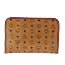 MCM Vicetos Logogram Clutch Bag PVC Leather Brown Gold Auth bs21066-3
