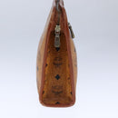 MCM Vicetos Logogram Clutch Bag PVC Leather Brown Gold Auth bs21066-4