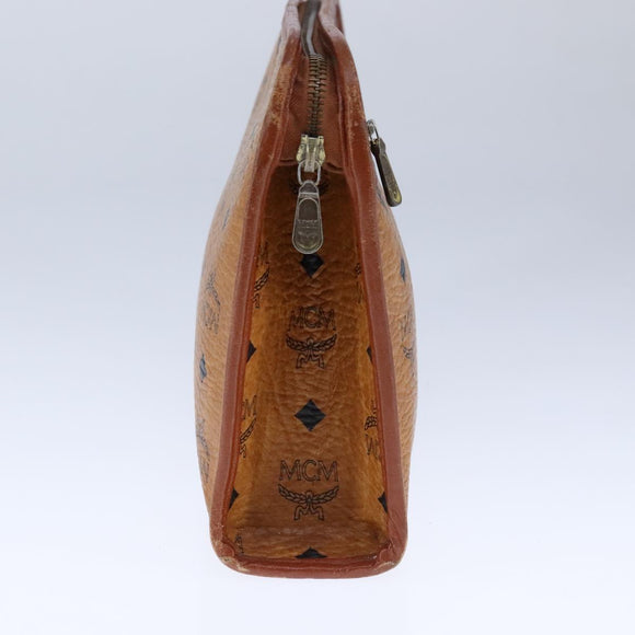 MCM Vicetos Logogram Clutch Bag PVC Leather Brown Gold Auth bs21066