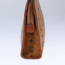 MCM Vicetos Logogram Clutch Bag PVC Leather Brown Gold Auth bs21066-5