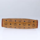 MCM Vicetos Logogram Clutch Bag PVC Leather Brown Gold Auth bs21066-7