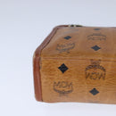 MCM Vicetos Logogram Clutch Bag PVC Leather Brown Gold Auth bs21066-8