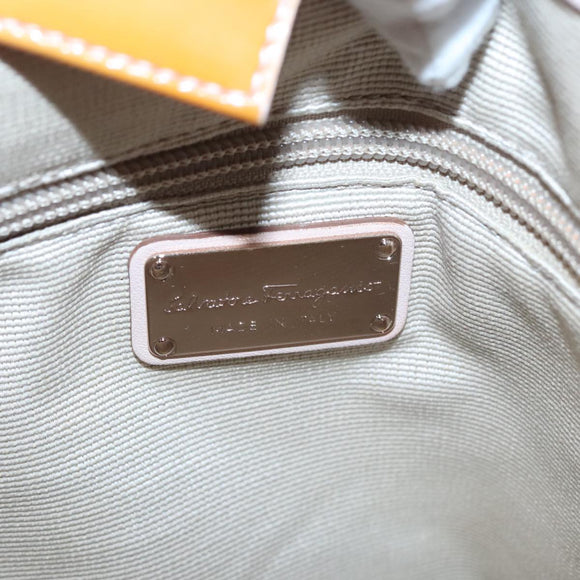 Salvatore Ferragamo Hand Bag Enamel Yellow Auth bs21081