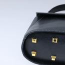 Salvatore Ferragamo Gancini Hand Bag Leather Navy Gold Auth bs21083-9