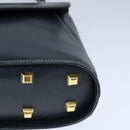 Salvatore Ferragamo Gancini Hand Bag Leather Navy Gold Auth bs21083-14