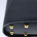 Salvatore Ferragamo Gancini Hand Bag Leather Navy Gold Auth bs21083-15