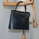 Salvatore Ferragamo Gancini Hand Bag Leather Navy Gold Auth bs21083-20