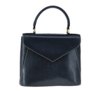 Salvatore Ferragamo Gancini Hand Bag Leather Navy Gold Auth bs21083-13