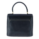 Salvatore Ferragamo Gancini Hand Bag Leather Navy Gold Auth bs21083-2