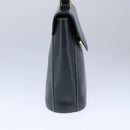 Salvatore Ferragamo Gancini Hand Bag Leather Navy Gold Auth bs21083-3