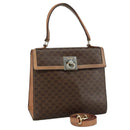 CELINE Macadam Canvas Hand Bag PVC Leather 2way Brown Auth bs21088-1