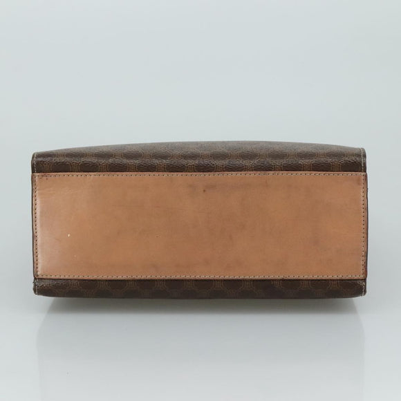 CELINE Macadam Canvas Hand Bag PVC Leather 2way Brown Auth bs21088