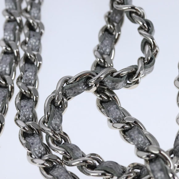 CHANEL Matelasse Hand Bag Caviar Skin 2way Silver CC Auth bs21131