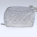 CHANEL Matelasse Hand Bag Caviar Skin 2way Silver CC Auth bs21131-5