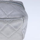 CHANEL Matelasse Hand Bag Caviar Skin 2way Silver CC Auth bs21131-16