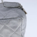 CHANEL Matelasse Hand Bag Caviar Skin 2way Silver CC Auth bs21131-18