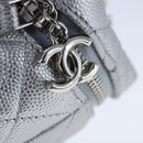 CHANEL Matelasse Hand Bag Caviar Skin 2way Silver CC Auth bs21131-19