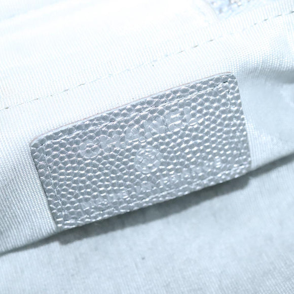 CHANEL Matelasse Hand Bag Caviar Skin 2way Silver CC Auth bs21131