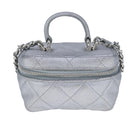 CHANEL Matelasse Hand Bag Caviar Skin 2way Silver CC Auth bs21131-13