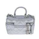 CHANEL Matelasse Hand Bag Caviar Skin 2way Silver CC Auth bs21131-2