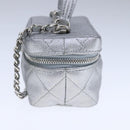 CHANEL Matelasse Hand Bag Caviar Skin 2way Silver CC Auth bs21131-3