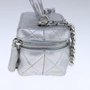 CHANEL Matelasse Hand Bag Caviar Skin 2way Silver CC Auth bs21131-4