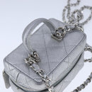CHANEL Matelasse Hand Bag Caviar Skin 2way Silver CC Auth bs21131-6