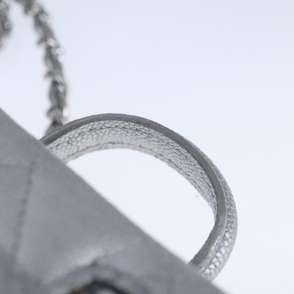 CHANEL Matelasse Hand Bag Caviar Skin 2way Silver CC Auth bs21131